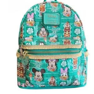 Disney Parks Loungefly Enchanted Tiki Room Mickey & Friends AOP Mini Backpack